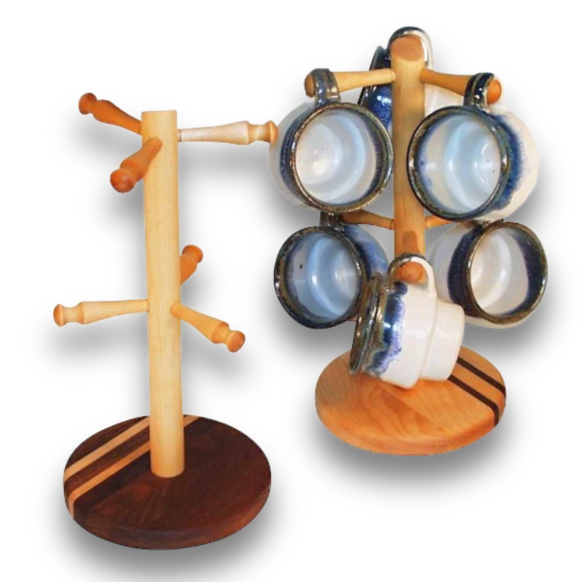 Coffee Mug Tree from Vermont, crafted in Black Walnut and Yellow Birch