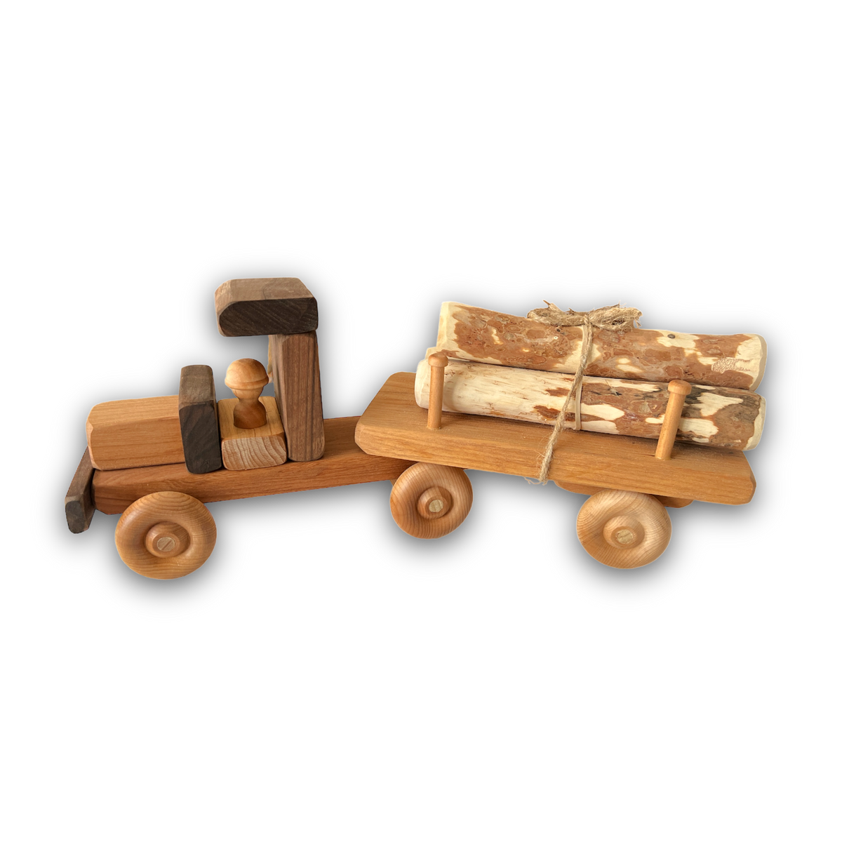 Wooden log top truck toy