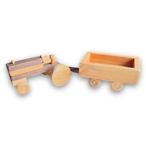 Wooden Tractor and Wagon by D and ME
