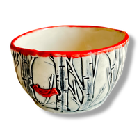 Birch & Cardinal Bowl Pitchers by Aimee Pritcher Pottery