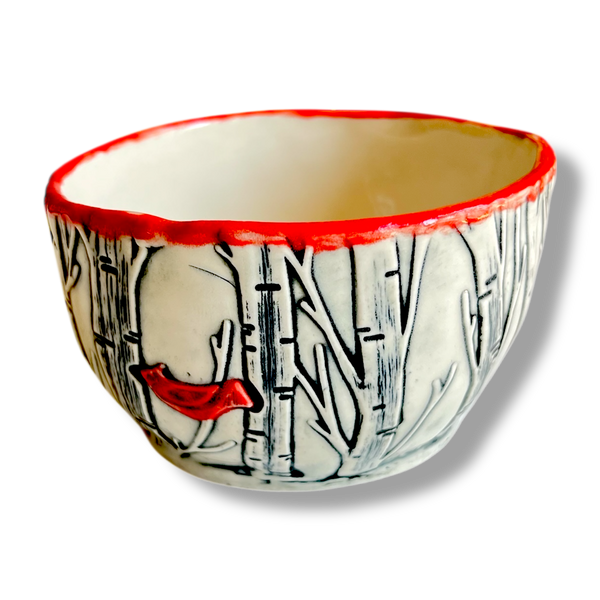 Birch & Cardinal Bowl Pitchers by Aimee Pritcher Pottery