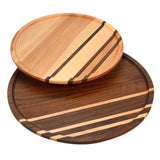 Black walnut witWooden lazy susan turntables in black walnut and yellow birch woods