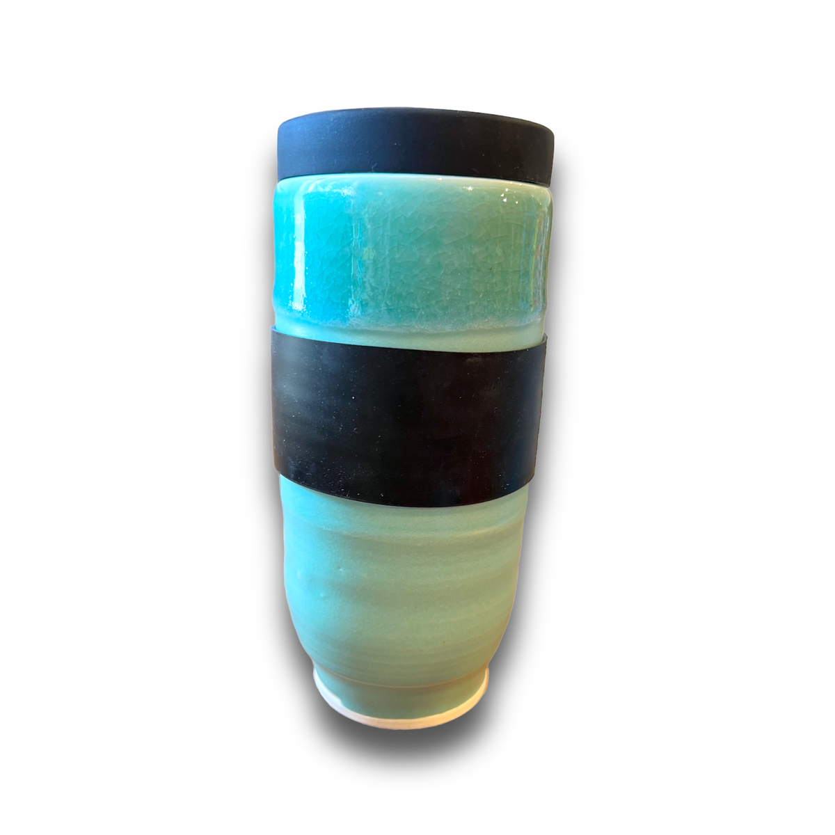 Pottery travel mugs made in Vermont, offered by the Vermont Bowl Company